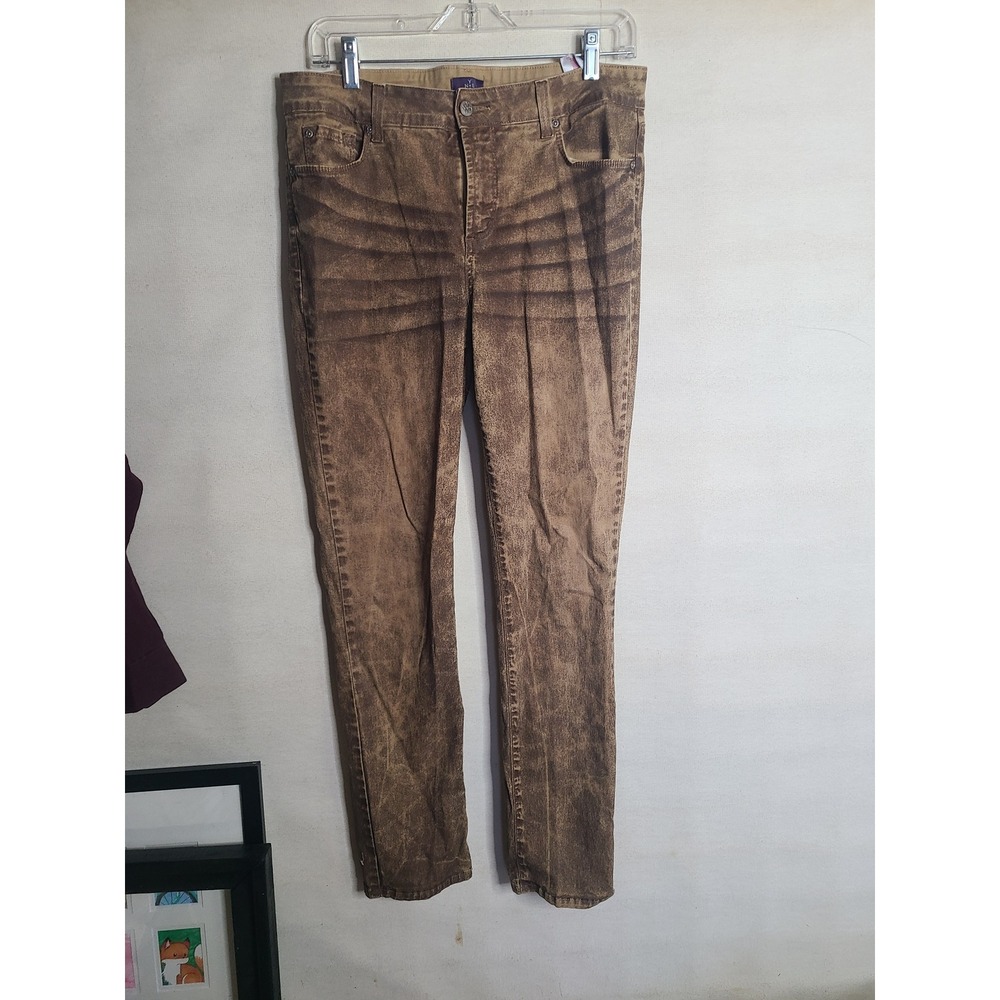 NYDJ Brown Wash Denim Jeans Women's Straight Leg Casual Everyday Trousers